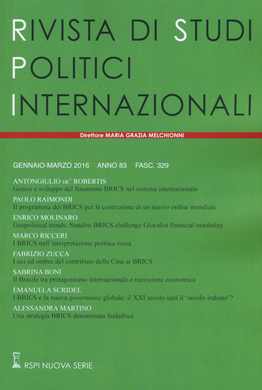 Rivista di studi politici internazionali (2016). Vol. 1