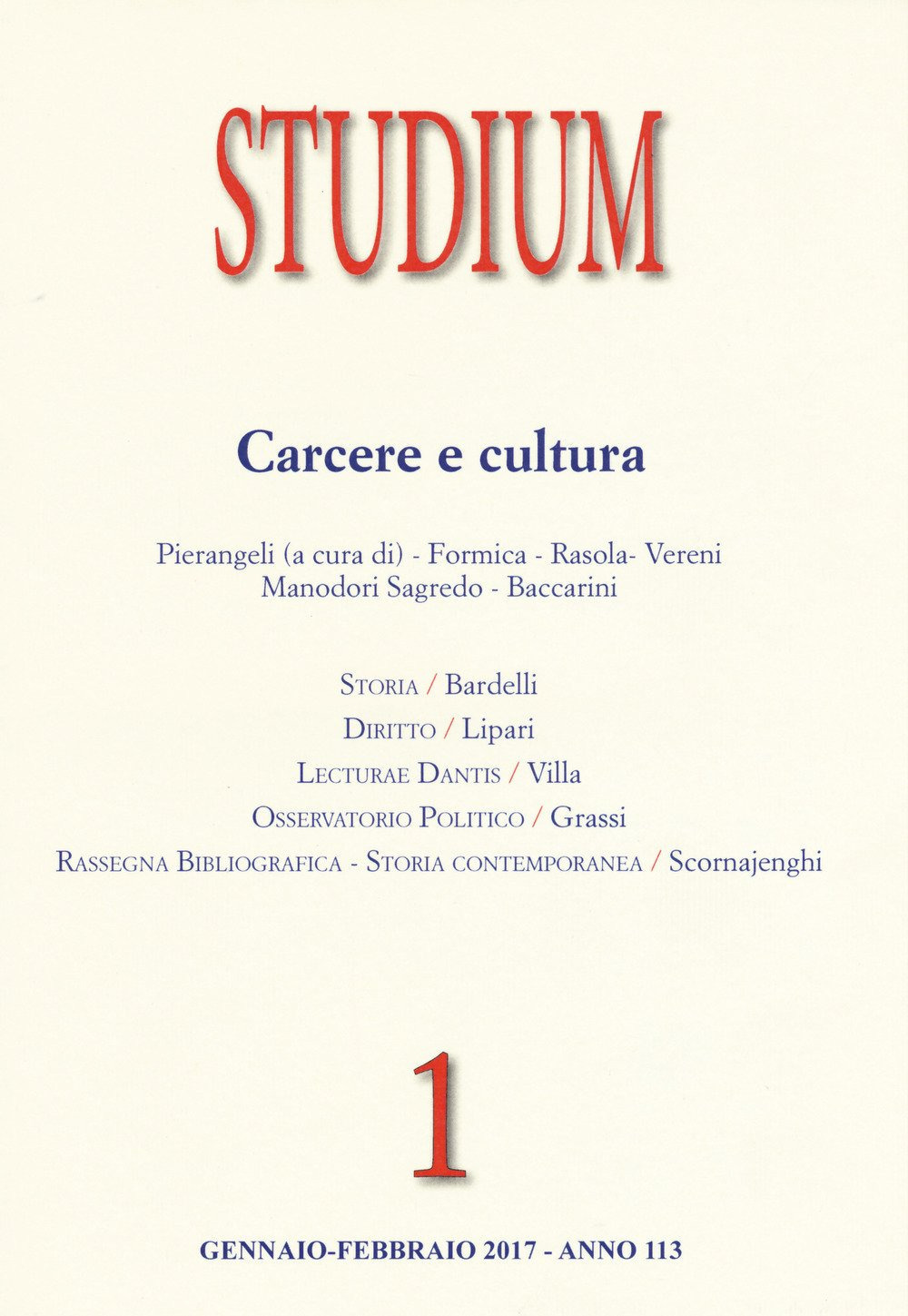 Studium (2017). Vol. 1: Carcere e cultura