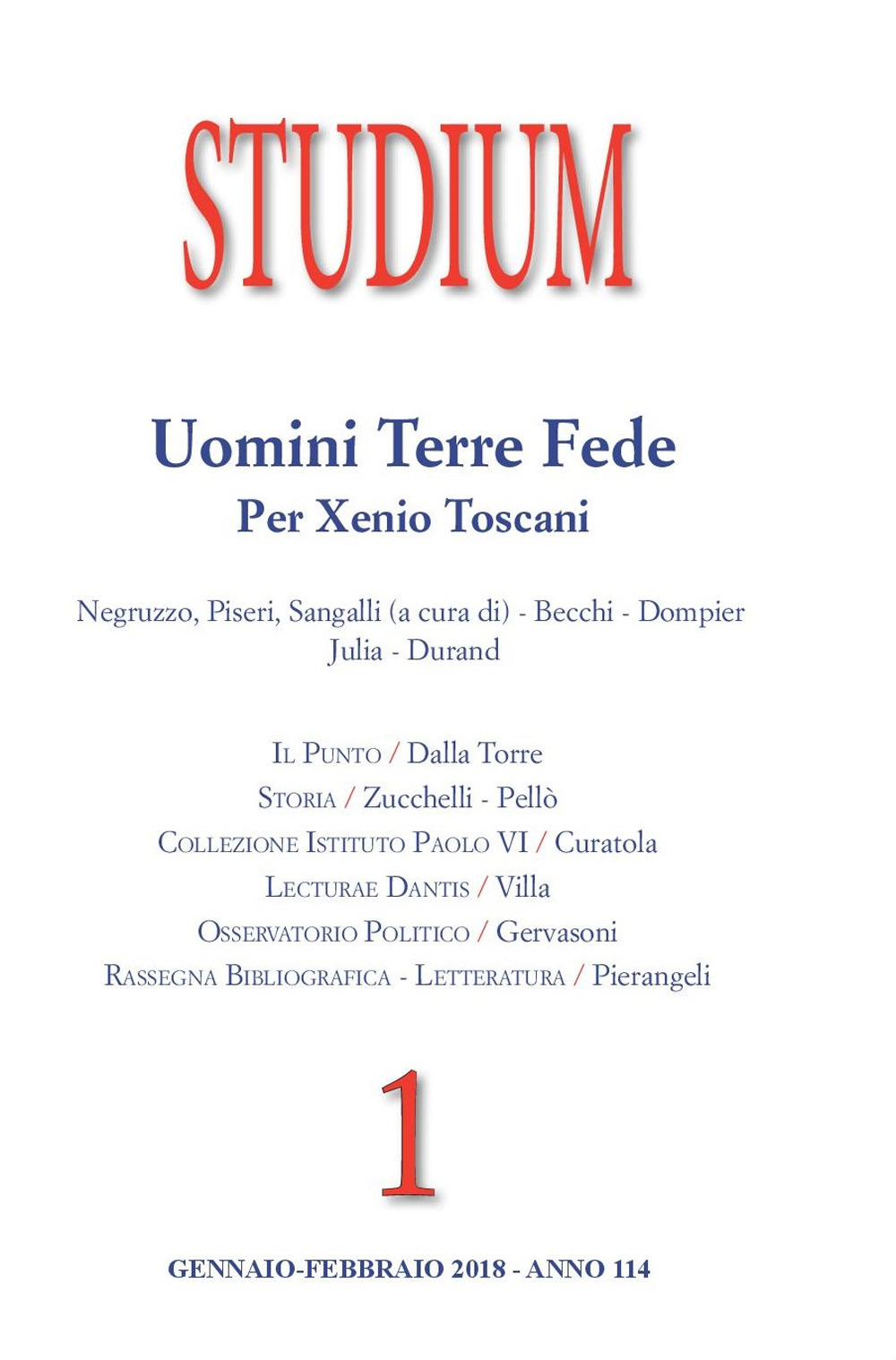 Studium (2018). Vol. 1: Uomini, terre, fede. Per Xenio Toscani