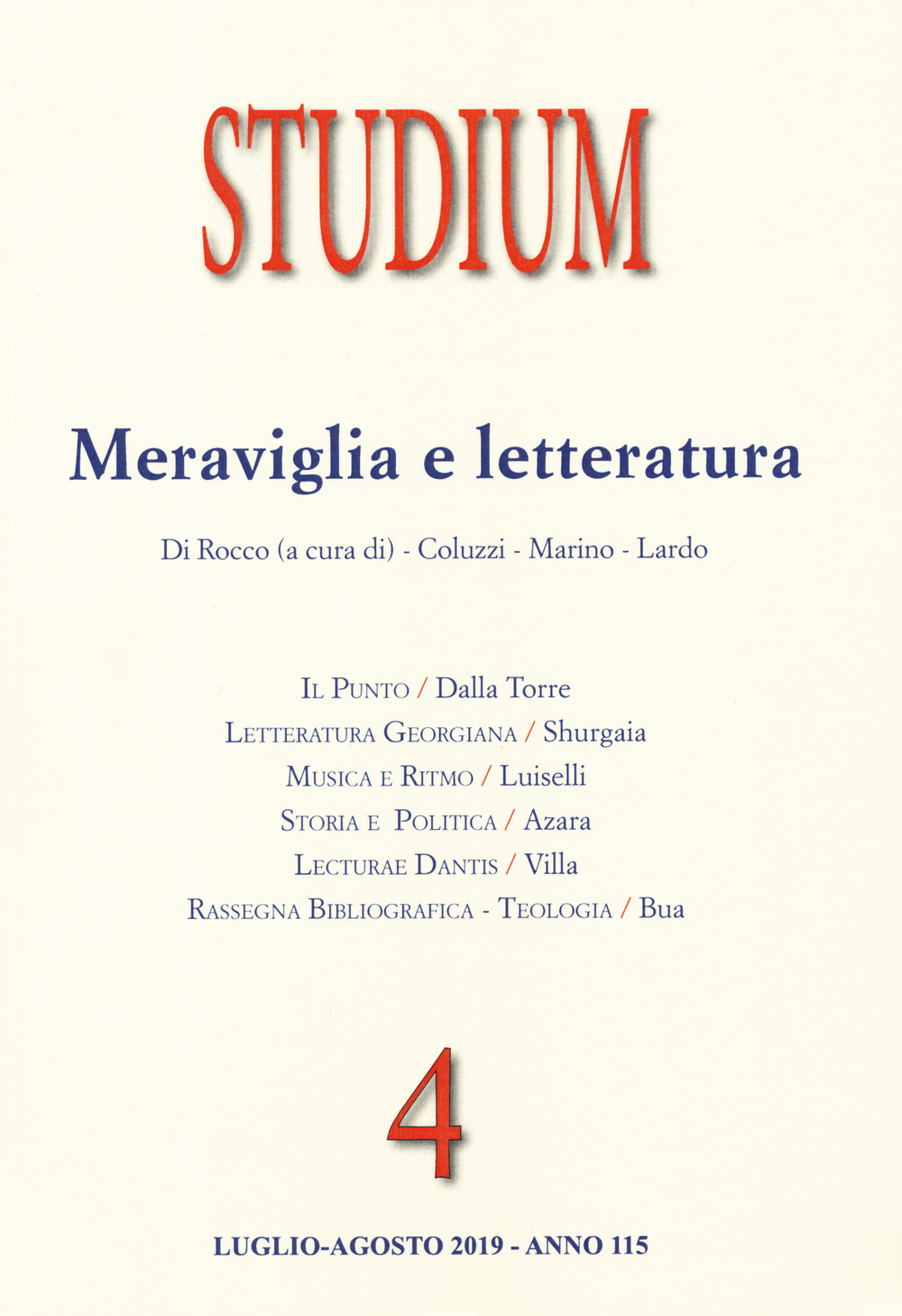 Studium (2019). Vol. 4: Meraviglia e letteratura