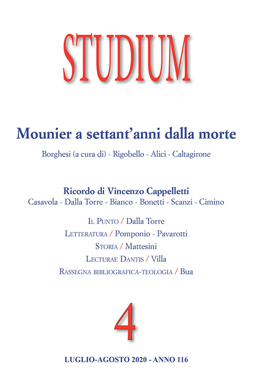 Studium (2020). Vol. 4: Mounier a settant'anni dalla morte