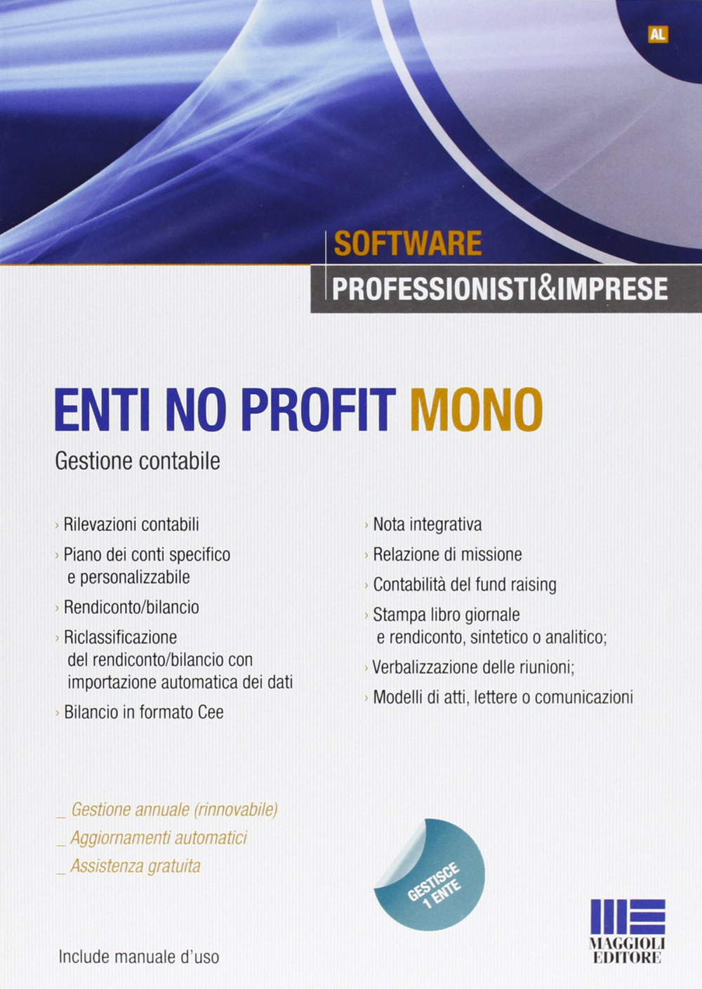 Enti no profit mono. Gestione contabile. Con software