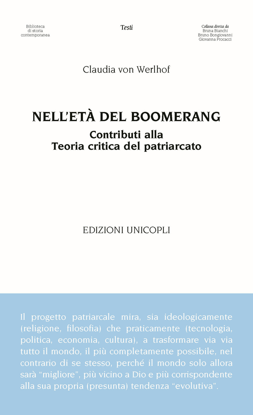 Nell'età del boomerang. Contributi alla teoria del patriarcato