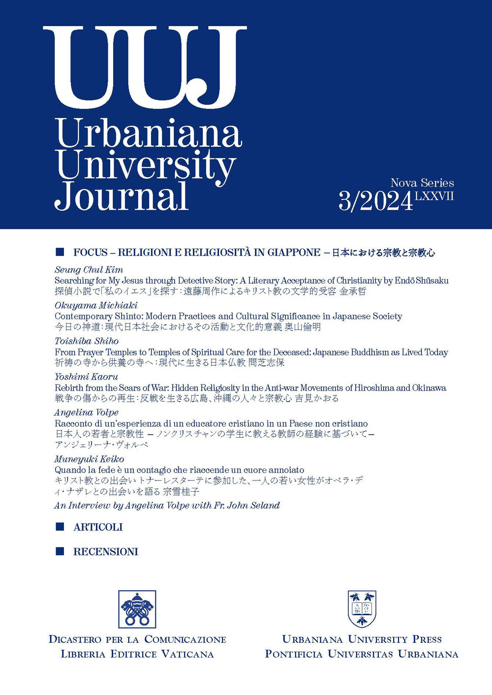 Urbaniana University Journal (2024). Vol. 3: Religioni e religiosità in Giappone