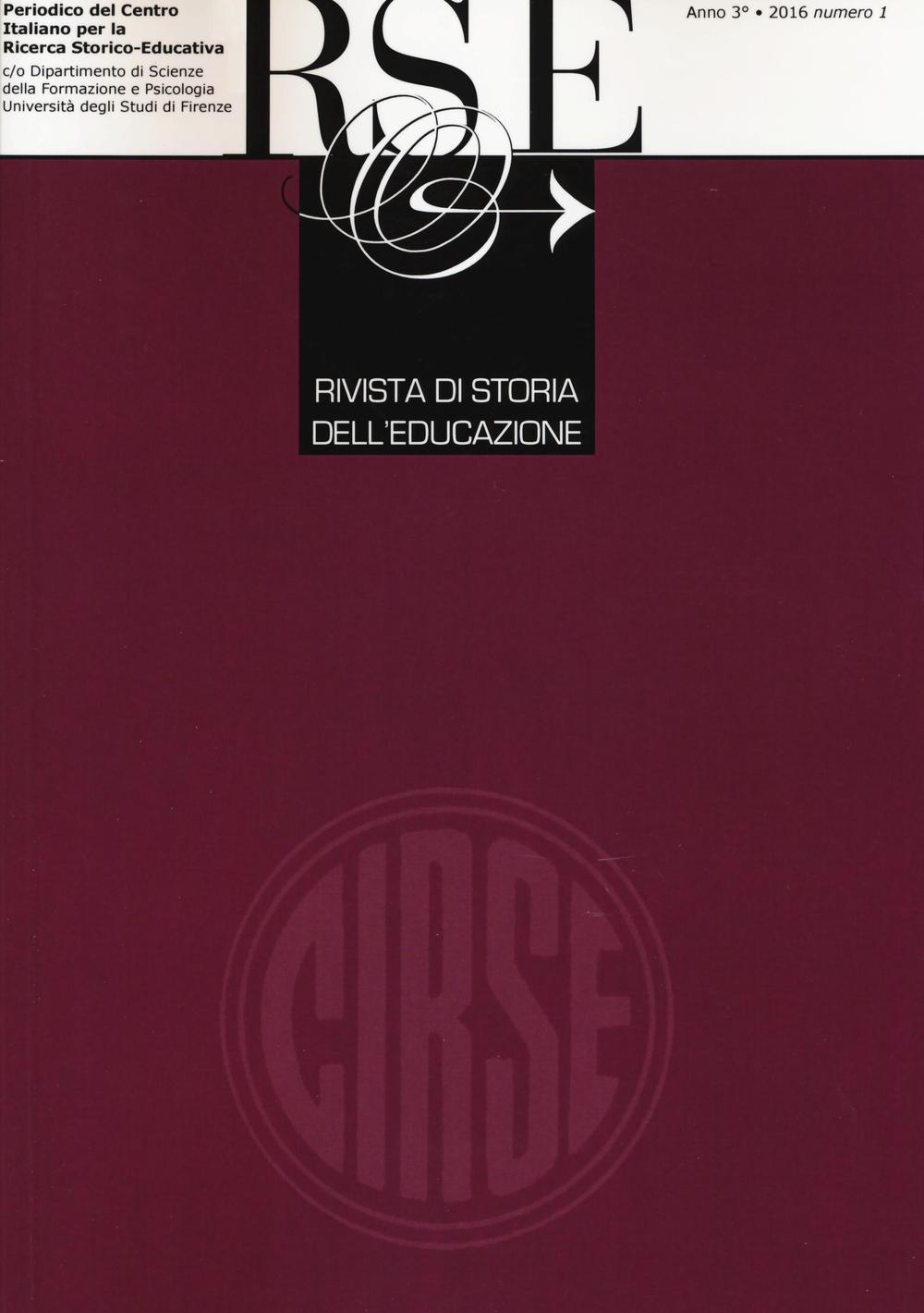 Rivista di storia dell'educazione (2016). Vol. 1