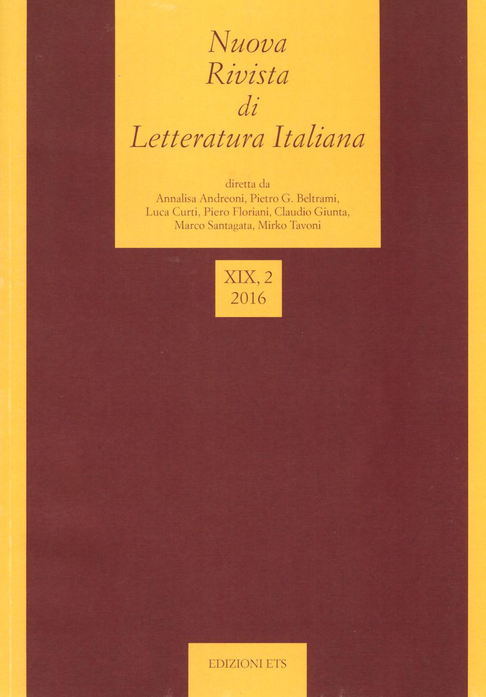 Nuova rivista di letteratura italiana (2016). Vol. 2