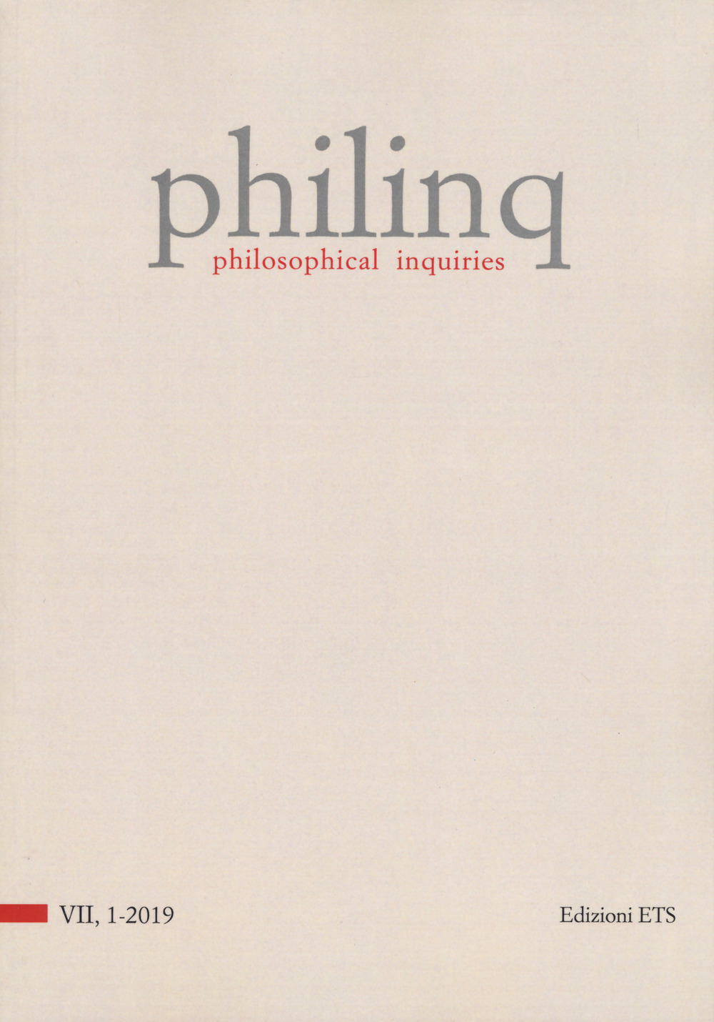 Philinq. Philosophical inquiries (2019). Vol. 1