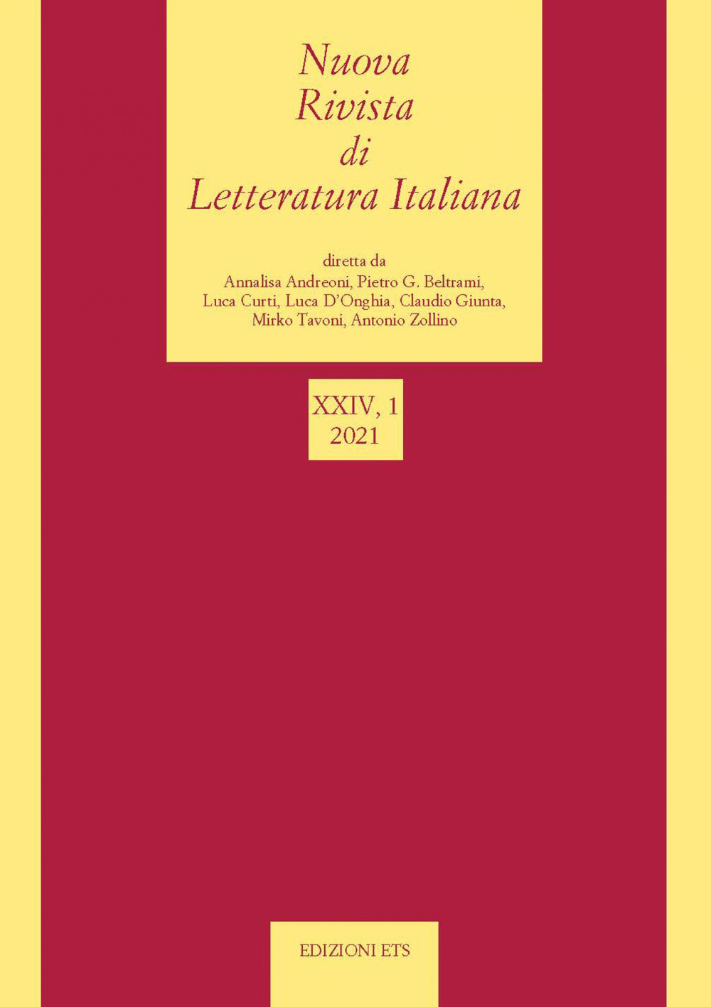 Nuova rivista di letteratura italiana (2021). Vol. 1