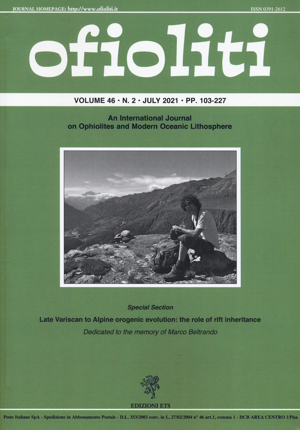 Ofioliti. An international journal on ophiolites and modern oceanic lithosphere (2021). Vol. 46/2