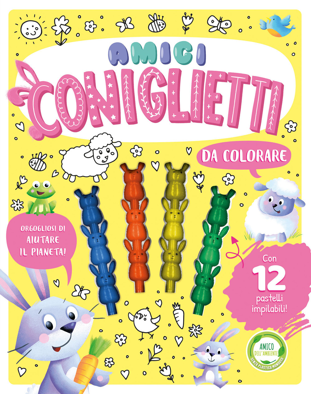 Amici coniglietti da colorare. Ediz. illustrata. Con 12 pastelli