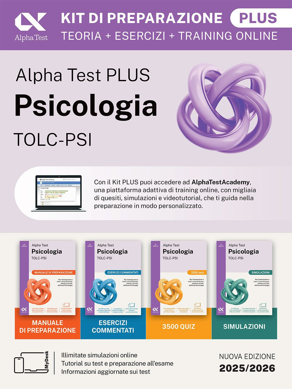 Alpha Test plus psicologia TOLC-PSI. Kit completo di preparazione con training on line personalizzato. Ediz. MyDesk. Con Contenuto digitale per download e accesso online