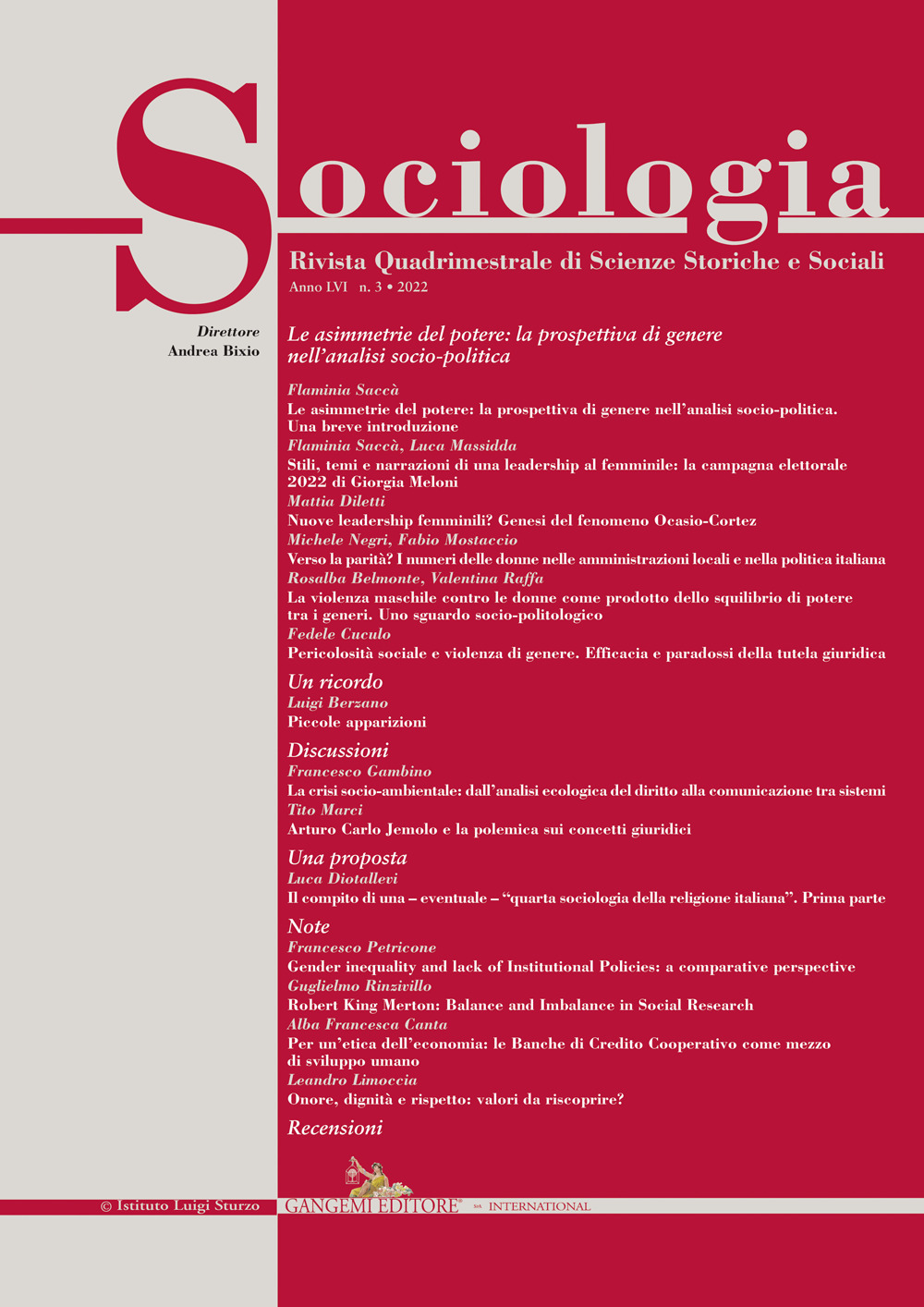 Sociologia. Rivista quadrimestrale di scienze storiche e sociali (2022). Vol. 3