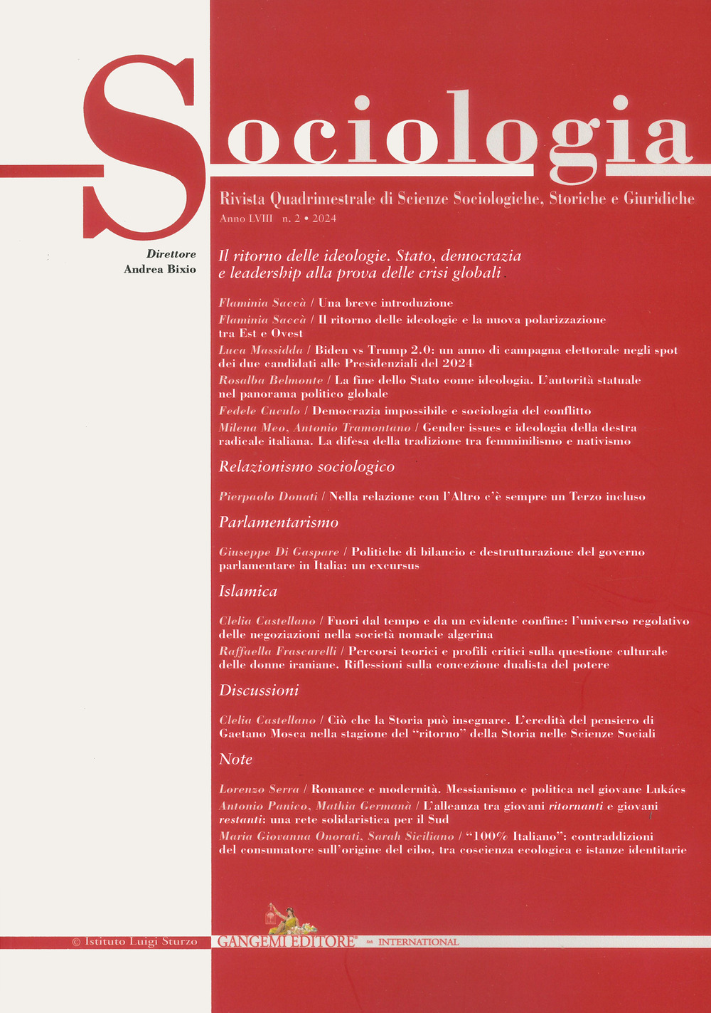 Sociologia. Rivista quadrimestrale di scienze storiche e sociali (2024). Vol. 2