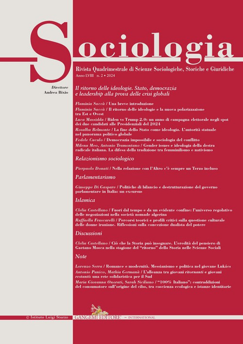 Sociologia. Rivista quadrimestrale di scienze storiche e sociali (2024). Vol. 2