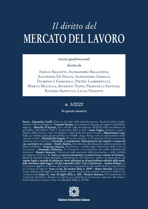 Il diritto del mercato e del lavoro (2022). Vol. 3