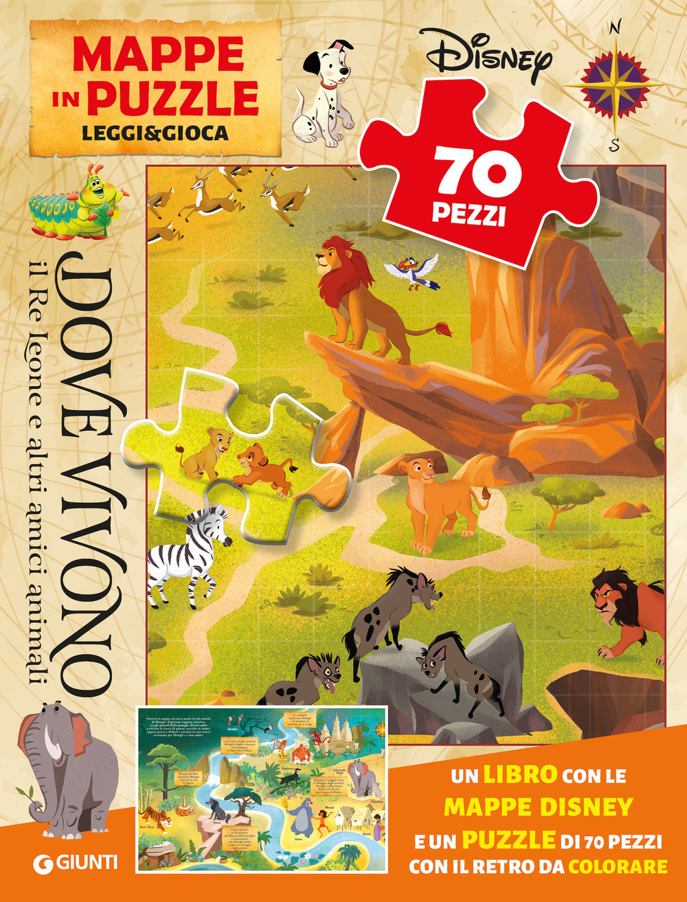 Dove vivono il Re Leone e altri amici animali. Mappe in puzzle. Leggi&Gioca. Ediz. a colori. Con puzzle 70 pezzi