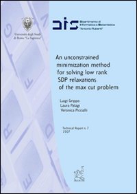 Unconstrained minimization method for solving low rank SDP relaxations of the max cut problem (An)