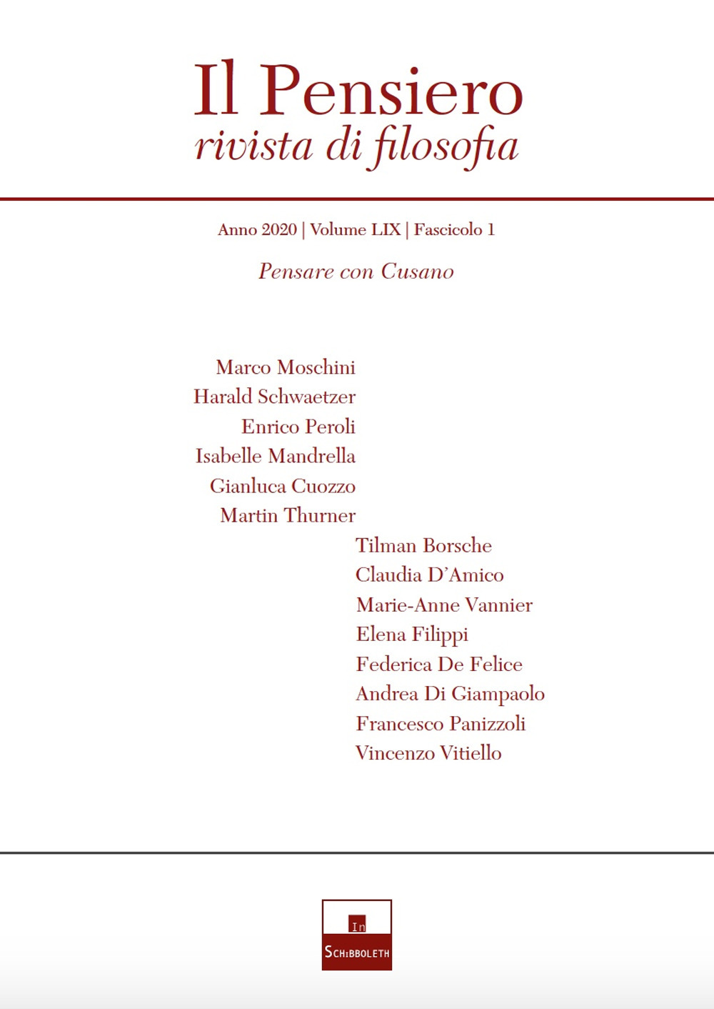 Il pensiero. Rivista di filosofia (2020). Vol. 1: Niccolò Cusano