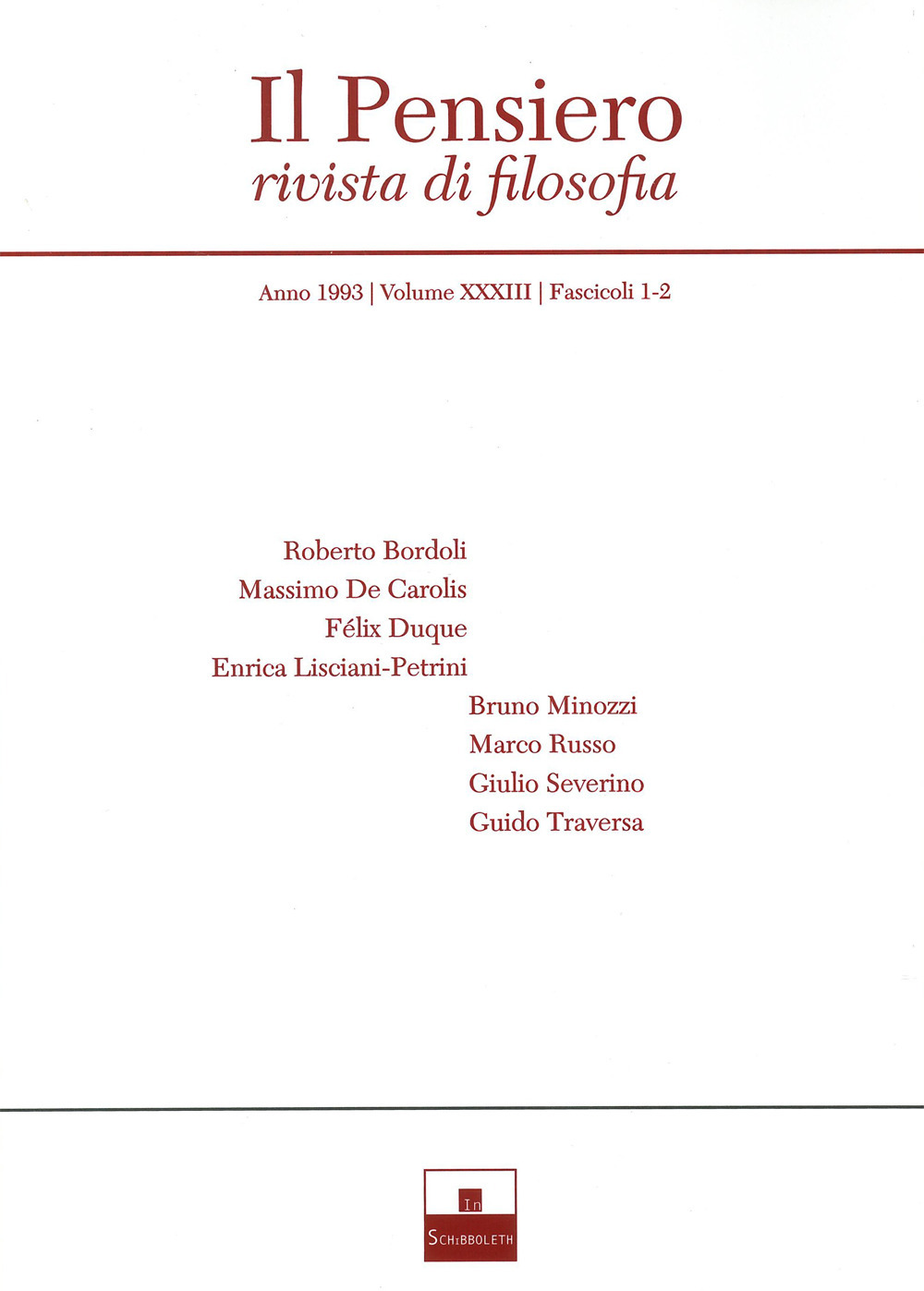 Il pensiero. Rivista di filosofia (1993). Vol. 33/1-2