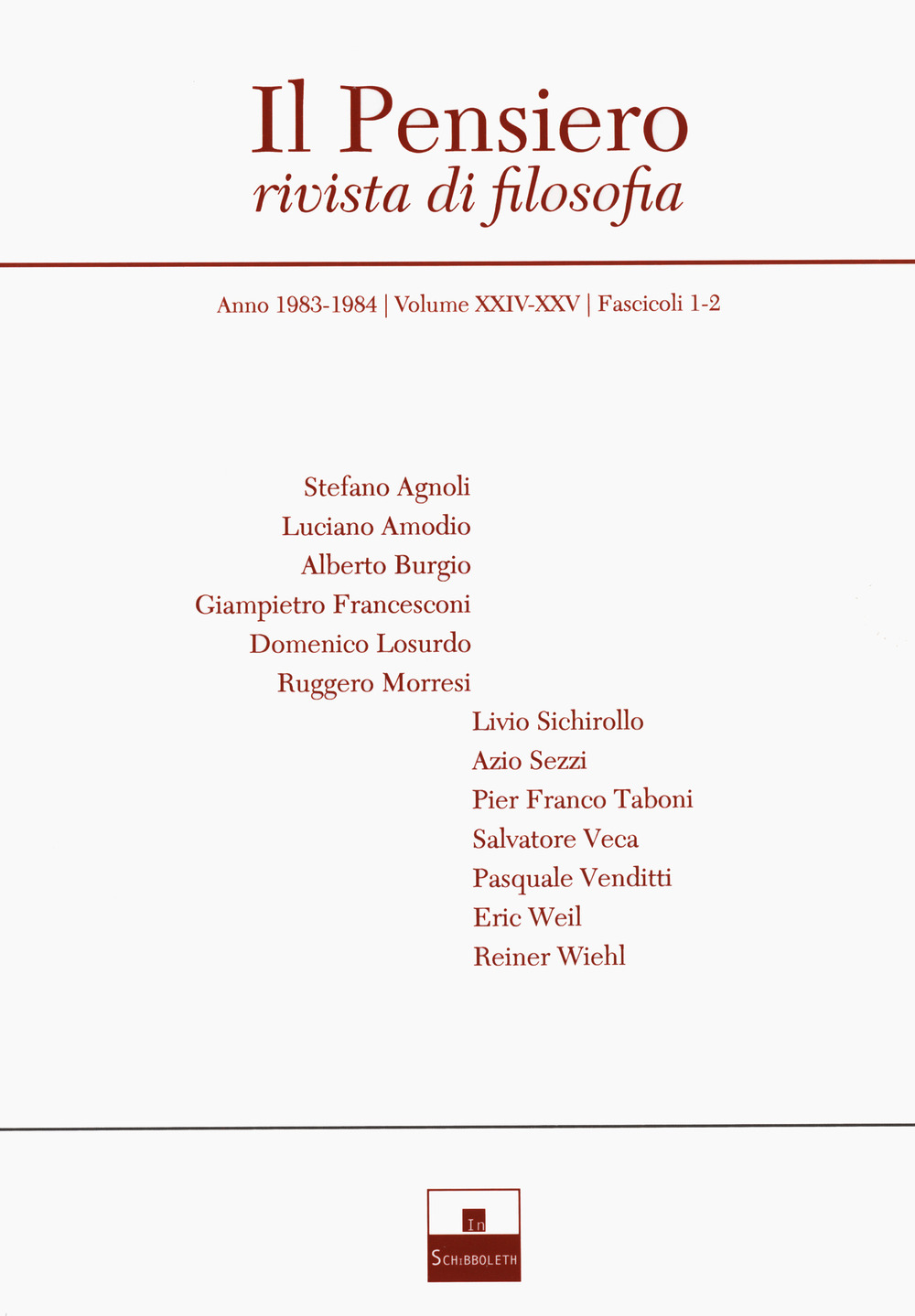 Il pensiero. Rivista di filosofia (1983-1984)