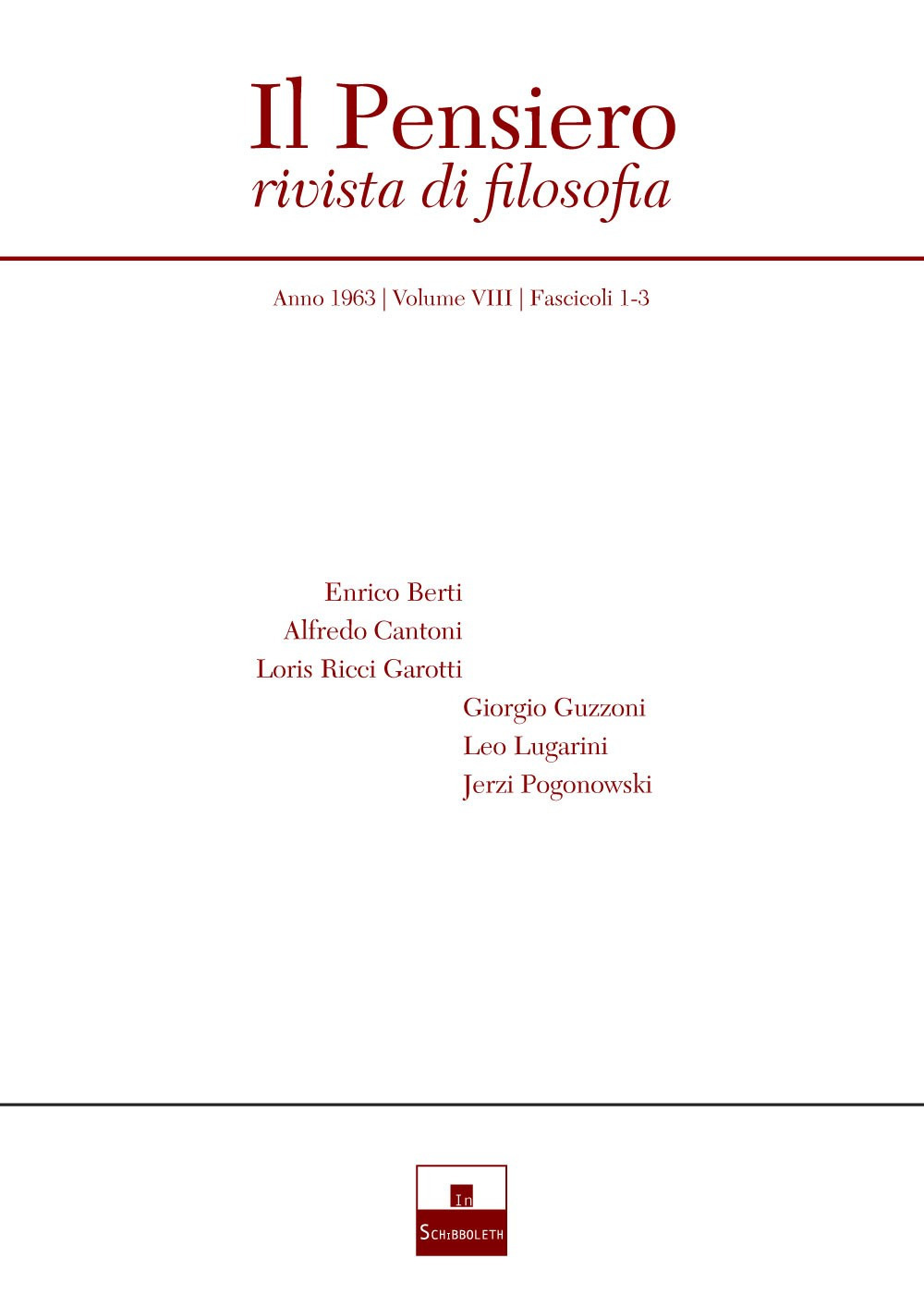 Il pensiero. Rivista di filosofia (1963). Vol. 8/1-3