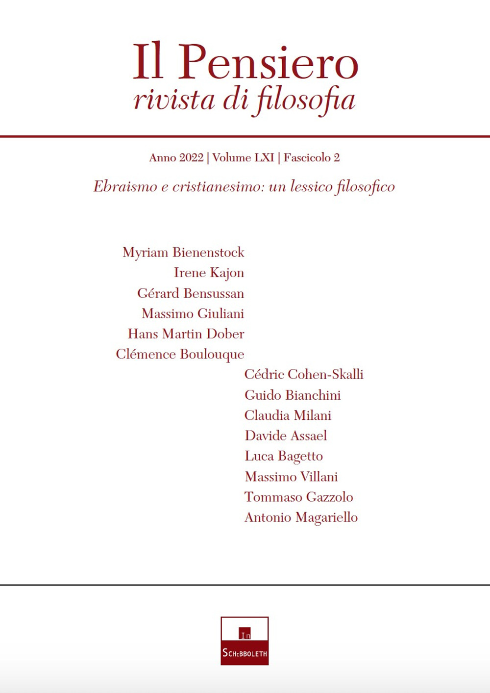 pensiero. Rivista di filosofia. Vol. 61: Ebraismo e cristianesimo: un lessico filosofico