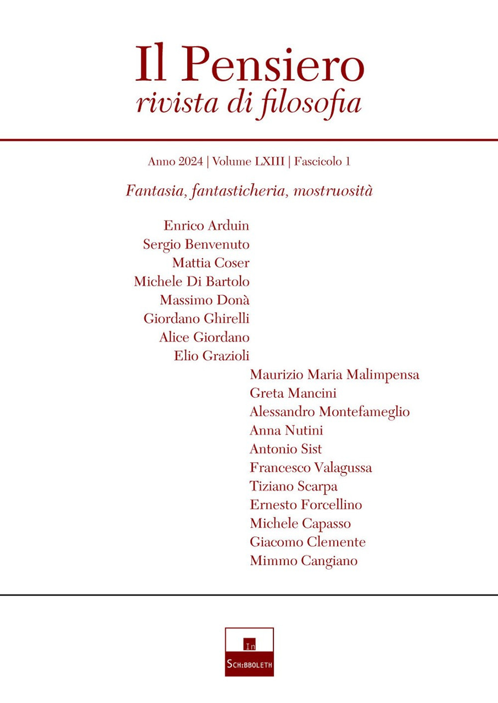 Il pensiero. Rivista di filosofia (2024). Vol. 1: Fantasia, fantasticheria, mostruosità