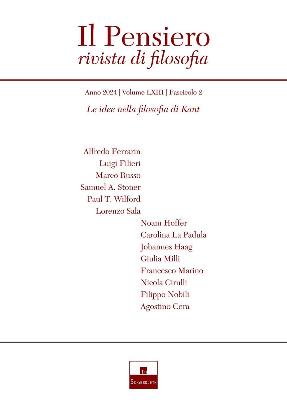 Il pensiero. Rivista di filosofia (2024). Vol. 2: Le idee nella filosofia di Kant