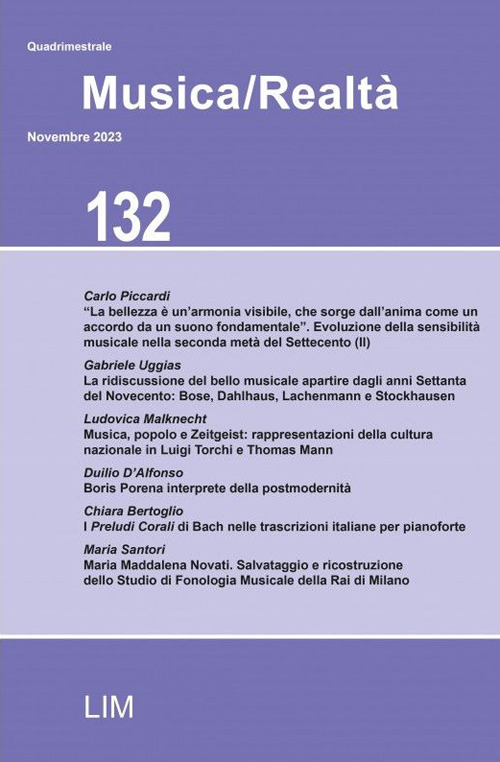 Musica/realtà (2023). Vol. 132