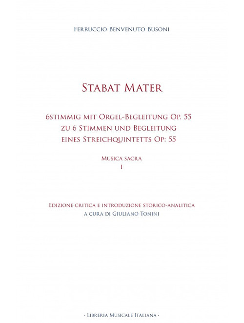 Stabat mater. 6stimmig mit Orgel-Begleitung Op. 55 Stabat Mater zu 6 Stimmen (2 Sopran, Alt, Tenor und 2 Bässe) und Begleitung eines Streichquintetts (2 Violinen, Viola, Violoncell und Contrabass) Op: 55. Musica sacra. Vol. 1