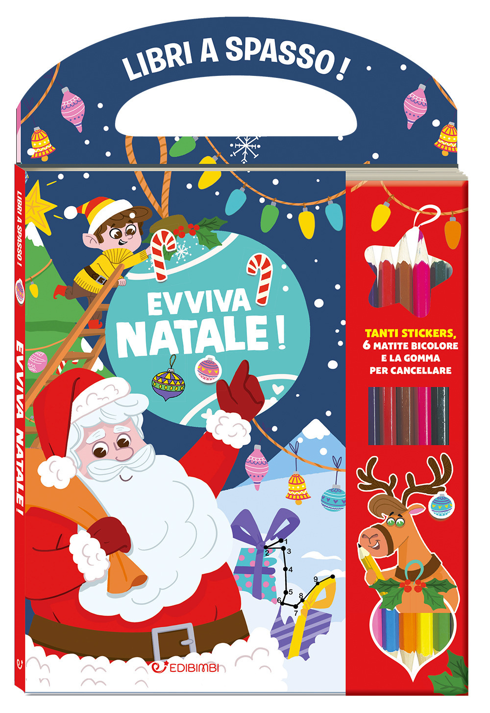 Evviva il Natale! Libri a spasso. Con adesivi. Ediz. a colori. Con gmatite bicolore, omma per cancellare