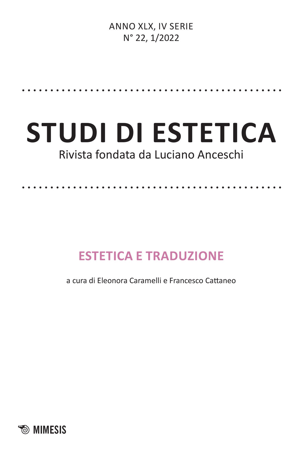 Studi di estetica (2022). Vol. 1: Estetica e traduzione