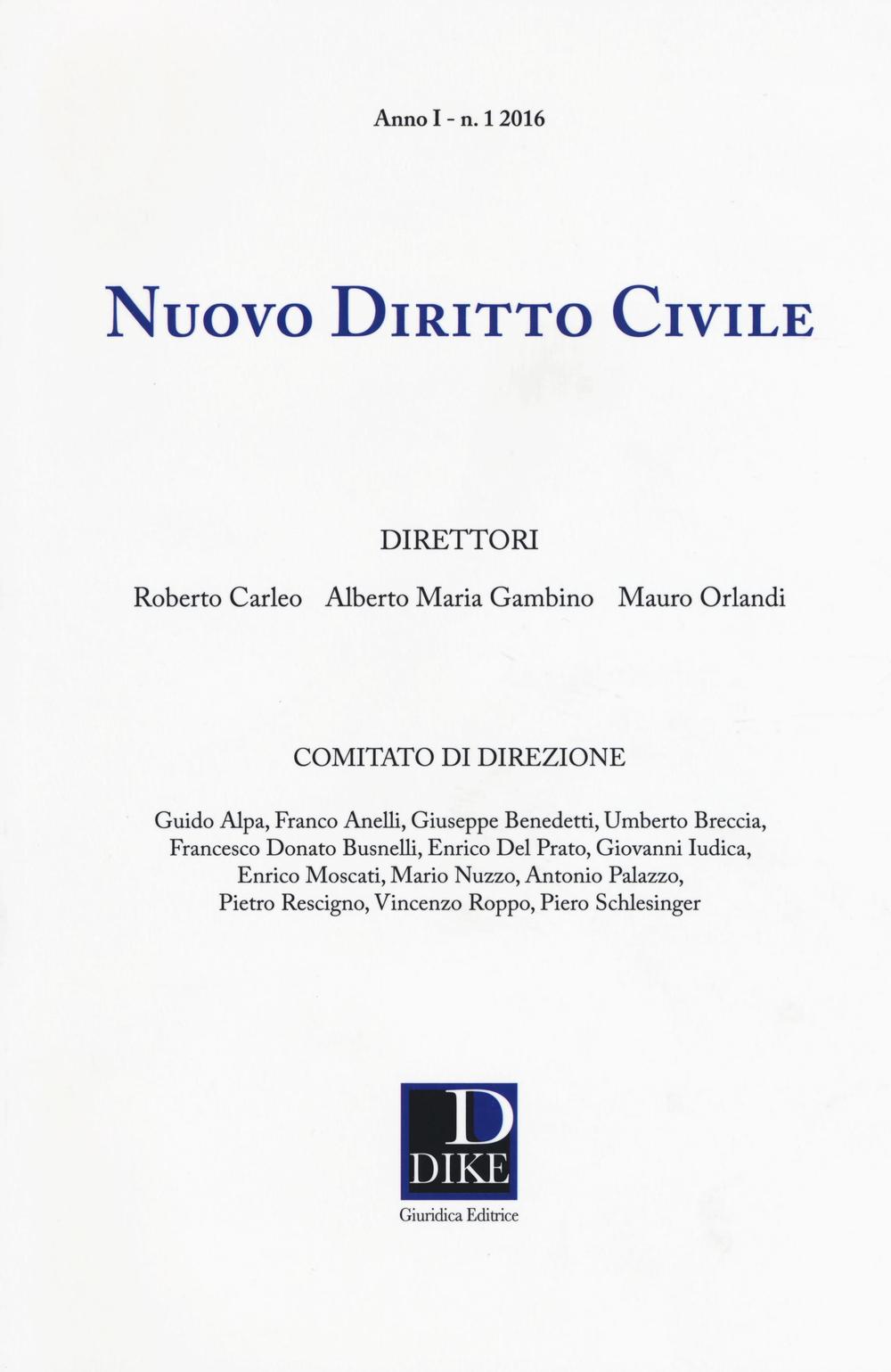 Nuovo diritto civile (2016). Vol. 1