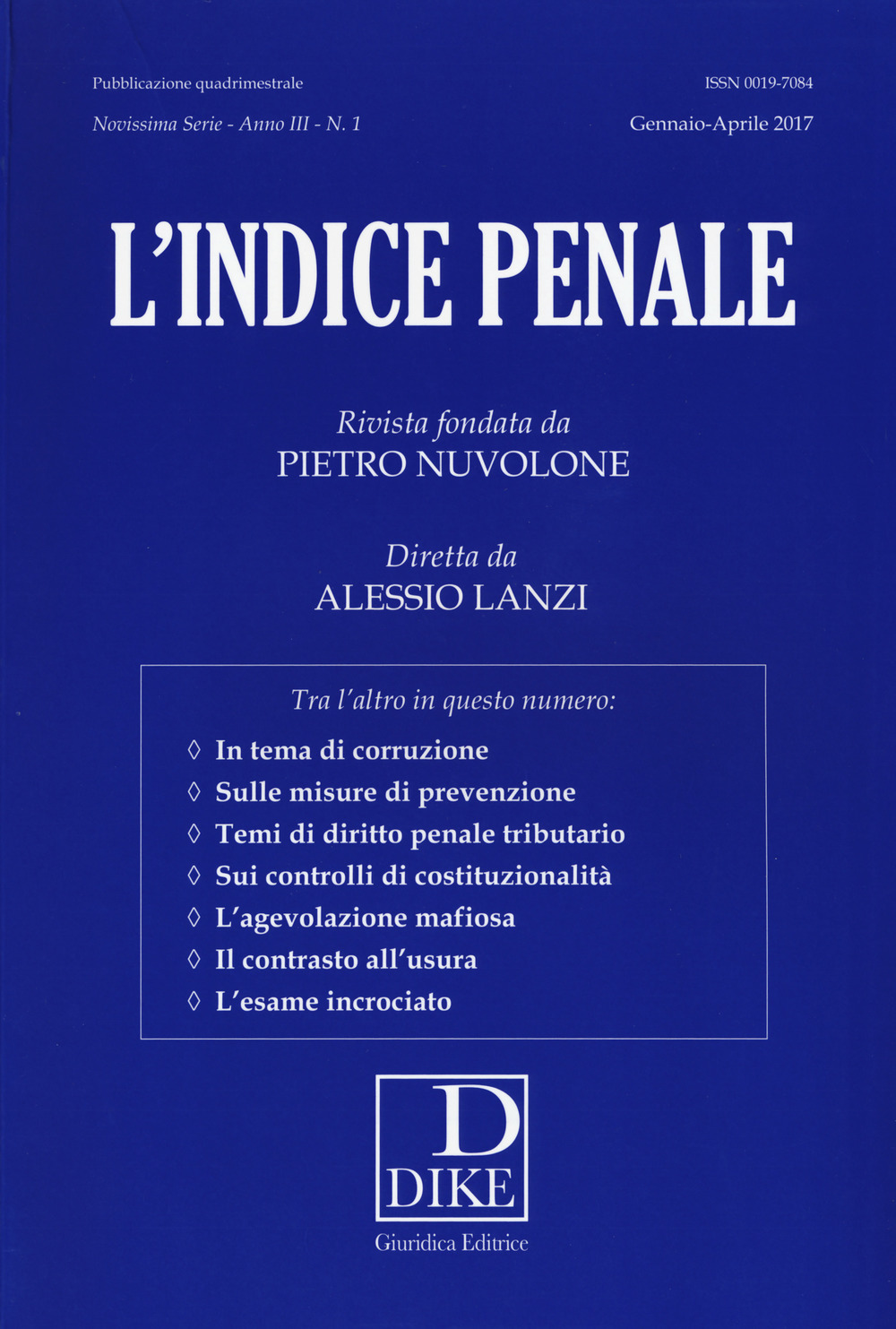 L'indice penale (2017). Vol. 1