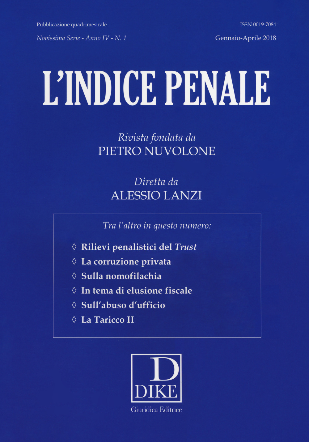 L'indice penale (2018). Vol. 1