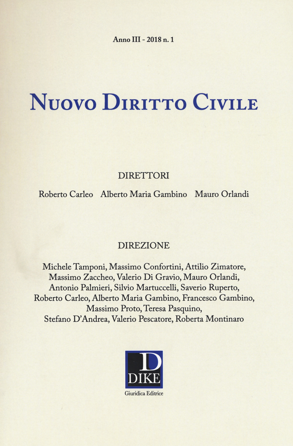 Nuovo diritto civile (2018). Vol. 1