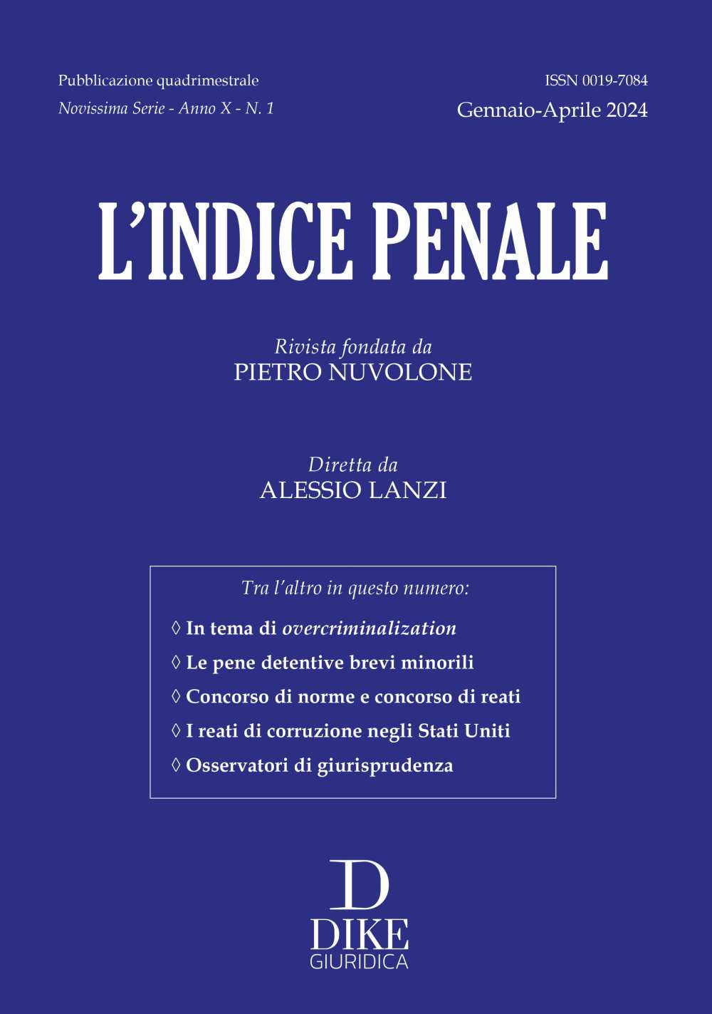 L'indice penale (2024). Vol. 1: gennaio-aprile