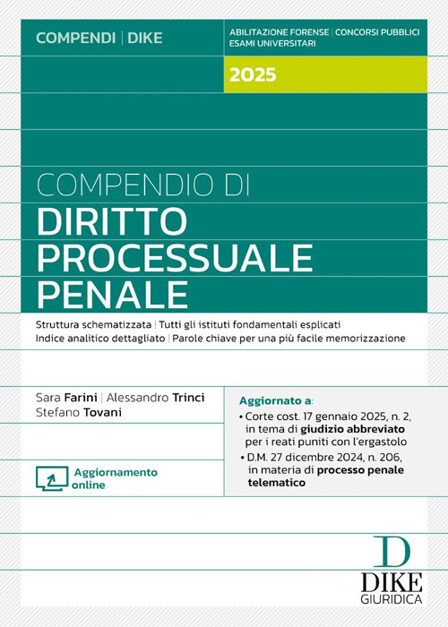 Compendio di diritto processuale penale 2025. Con aggiornamento online