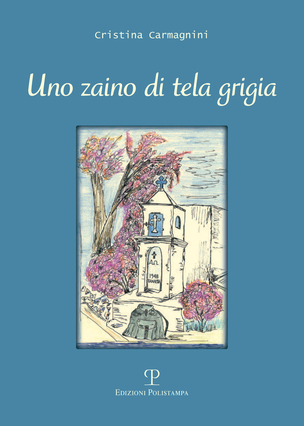 Uno zaino di tela grigia