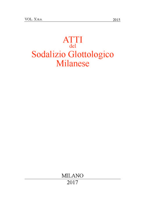 Atti del sodalizio glottologico milanese. Nuova serie (2015). Vol. 10