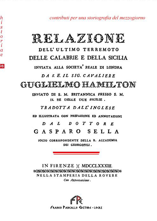 Relazione dell'ultimo terremoto delle Calabrie e della Sicilia