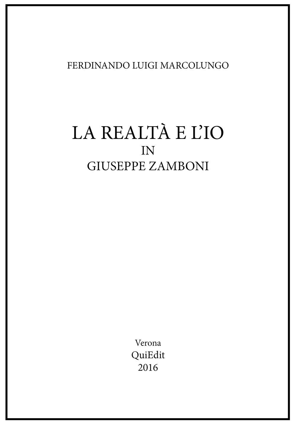 La realtà e l'io in Giuseppe Zamboni