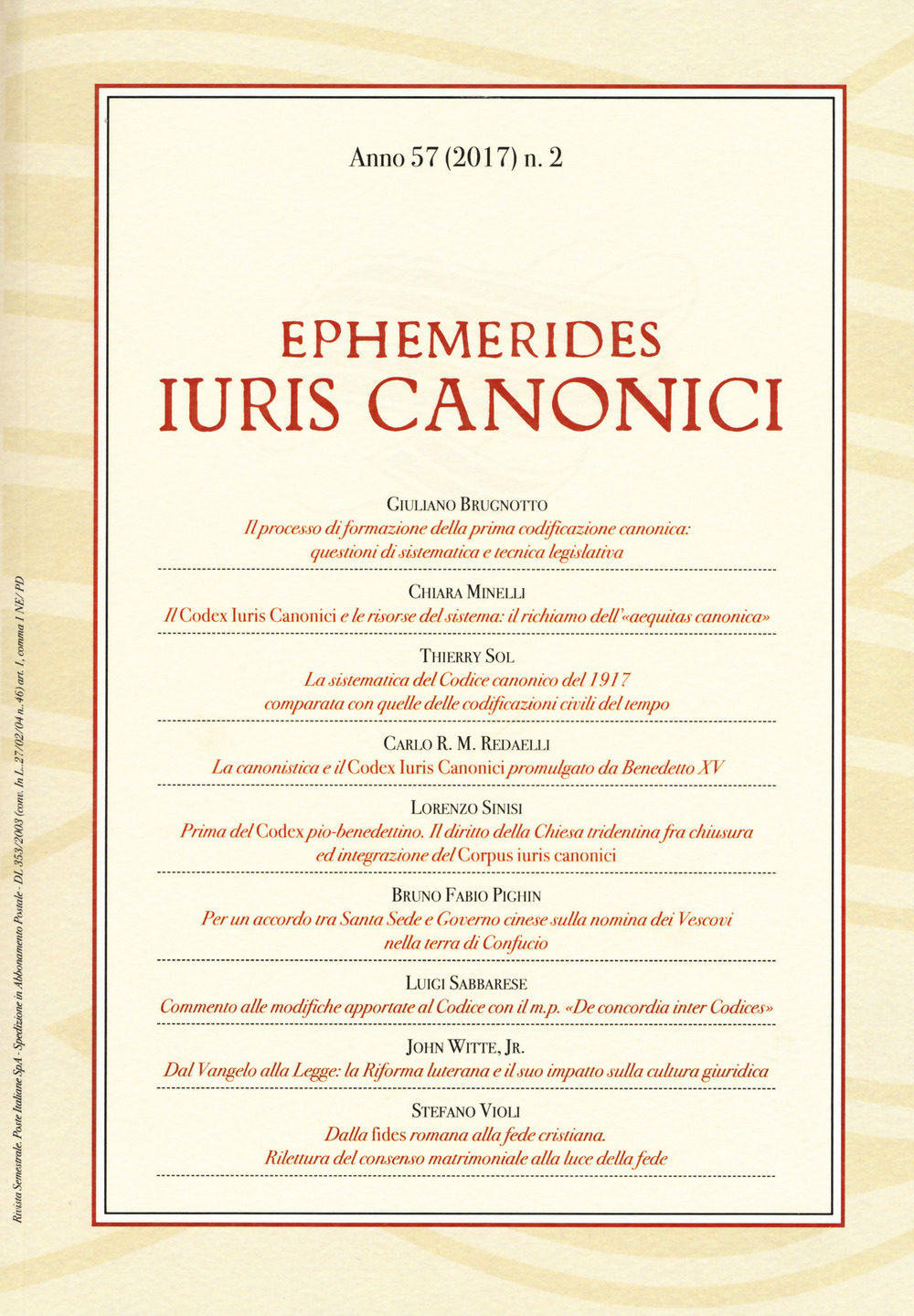 Ephemerides Iuris canonici  (2017). Vol. 2