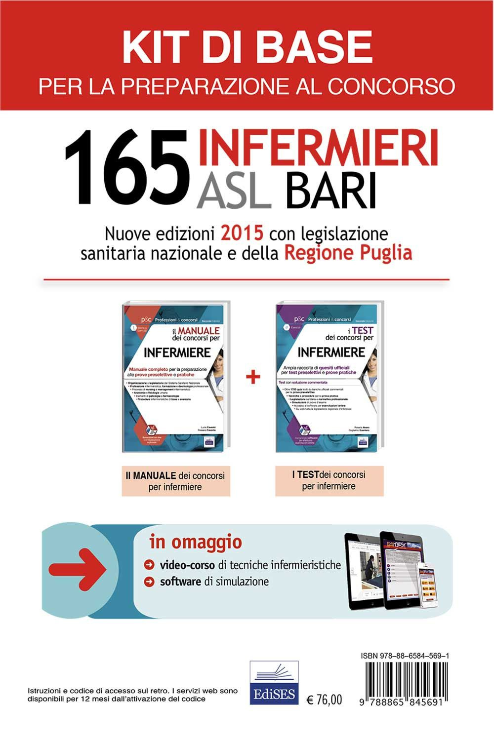 Concorso 165 infermieri ASL Bari: Manuale e test per la preparazione al concorso-Kit base. Con software di simulazione