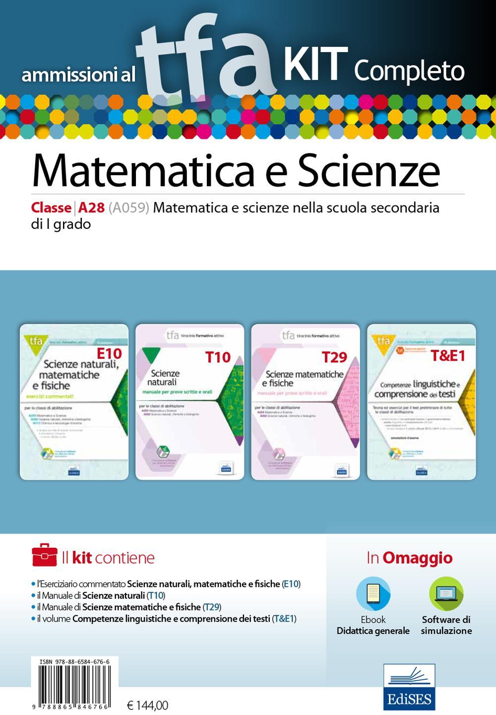 TFA. Matematica e scienze classe A28 (A059) per prove scritte e orali.Kit completo. Con software di simulazione