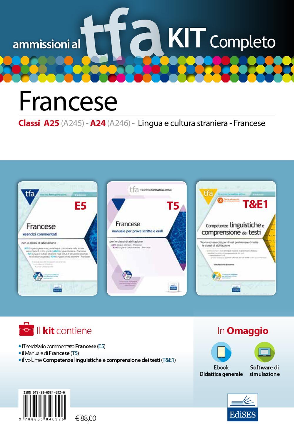 TFA. Francese classi A25 (A245), A24 (A246) per prove scritte e orali. Kit completo. Con software di simulazione