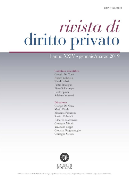 Rivista di diritto privato (2019). Vol. 1: Gennaio-marzo