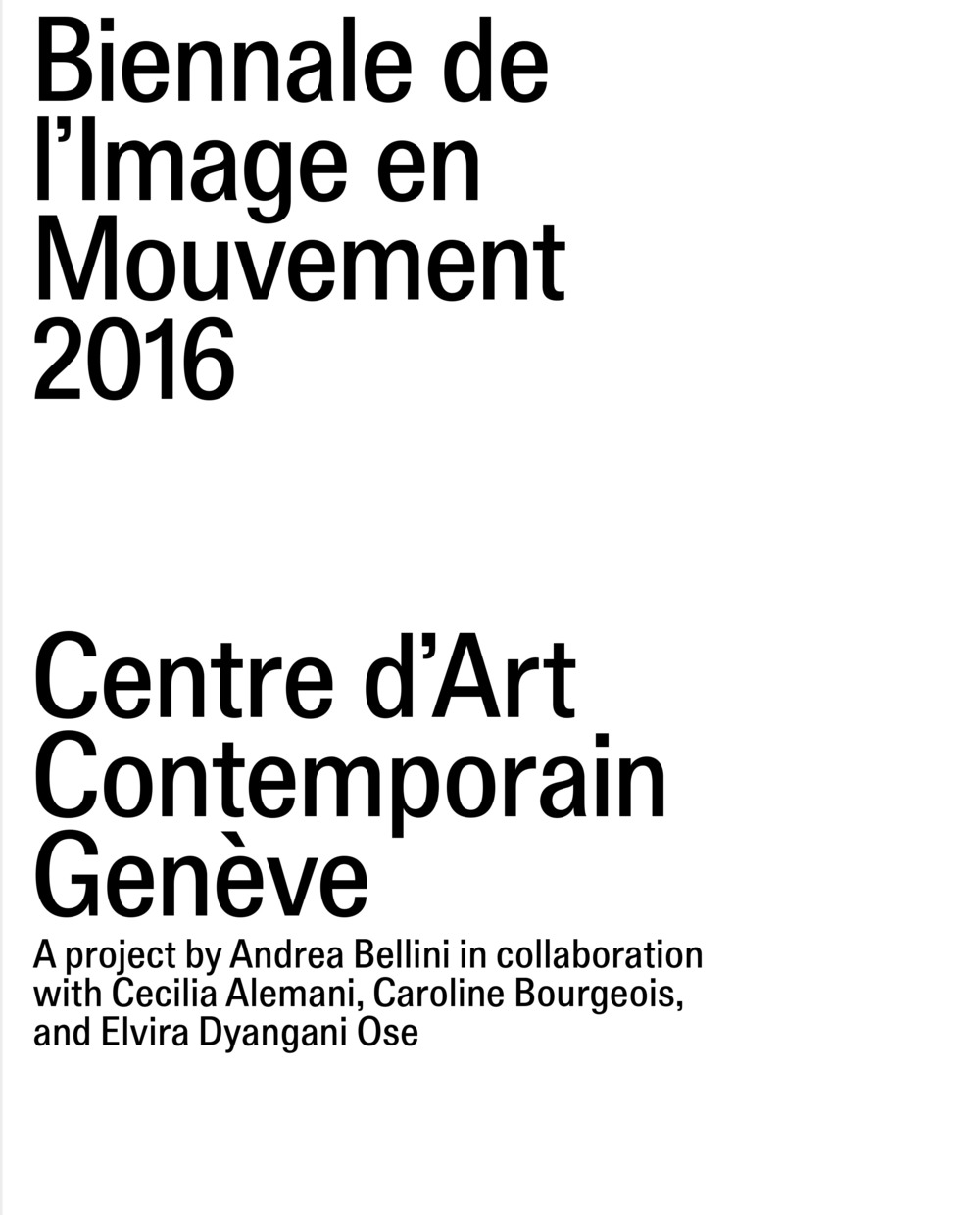 Biennale de l'Image en Mouvement 2016. Centre d'Art Contemporain Genève. Ediz. bilingue