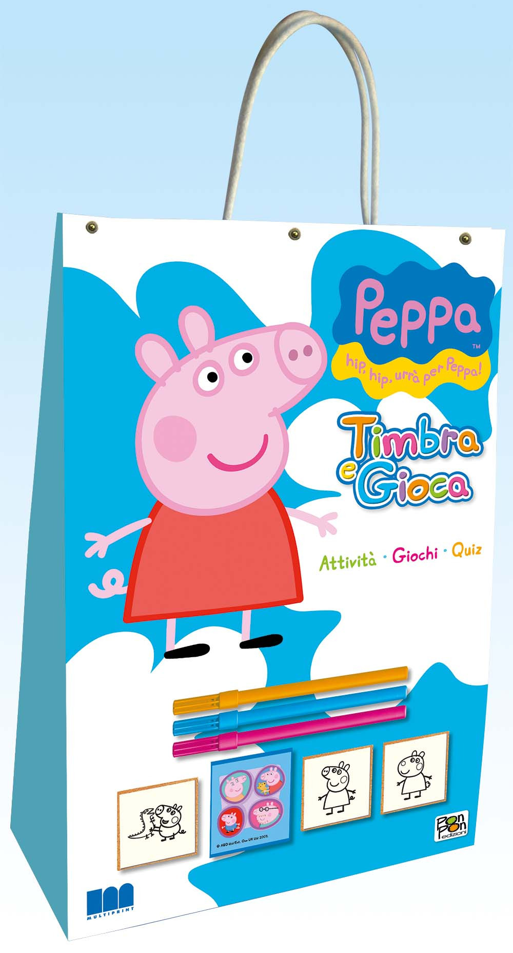 Timbra e gioca. Attività, giochi, quiz. Activity book 4. Hip hip urrà per Peppa! Ediz. illustrata. Con gadget