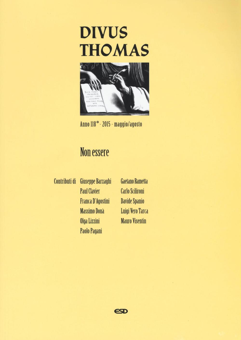 Divus Thomas (2015). Vol. 2: Non essere